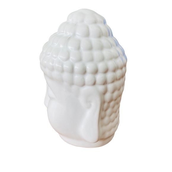 NEW Set of 2 Small White Buddha Head Ceramic Statues - Picture 6 of 11